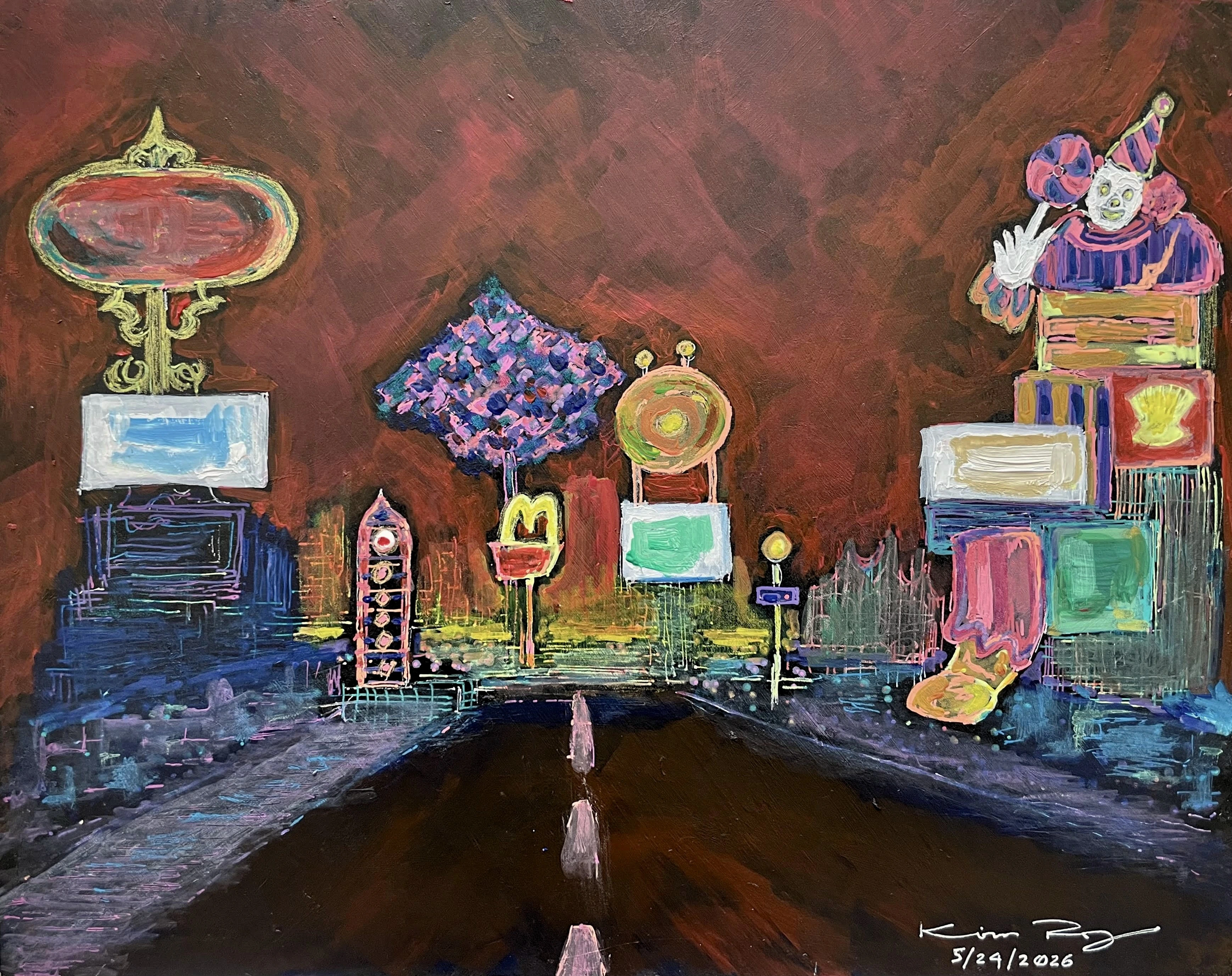 Las Vegas strip in acrylic.
