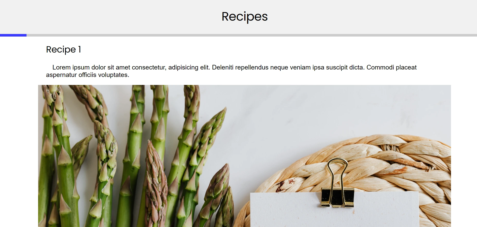 Clickable thumbnail Recipes Information website.