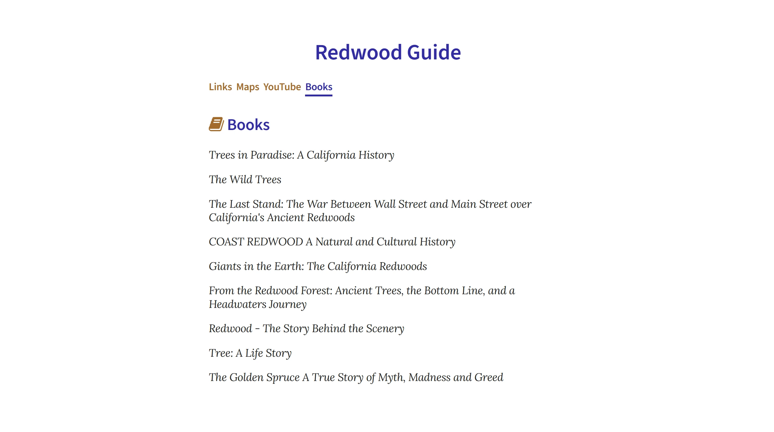 Clickable thumbnail Redwoods Information website.